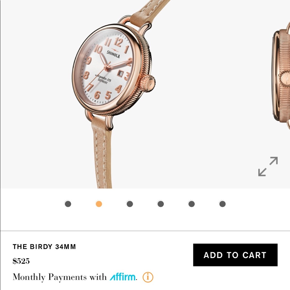 Women’s Shinola “Birdy” watch - rose gold.